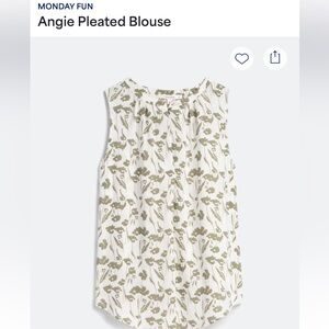 Monday Fun Green Floral Sleeveless Blouse